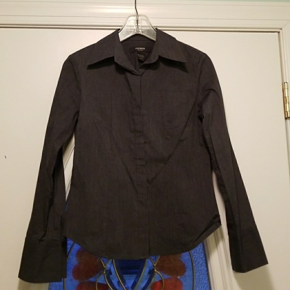 Dark Gray Long sleeve button down
